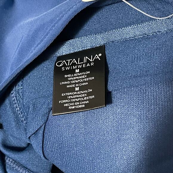 Catalina Womens Size Medium Twist Front One Piece Bathing Swimsuit Navy Blue - Picture 3 of 5